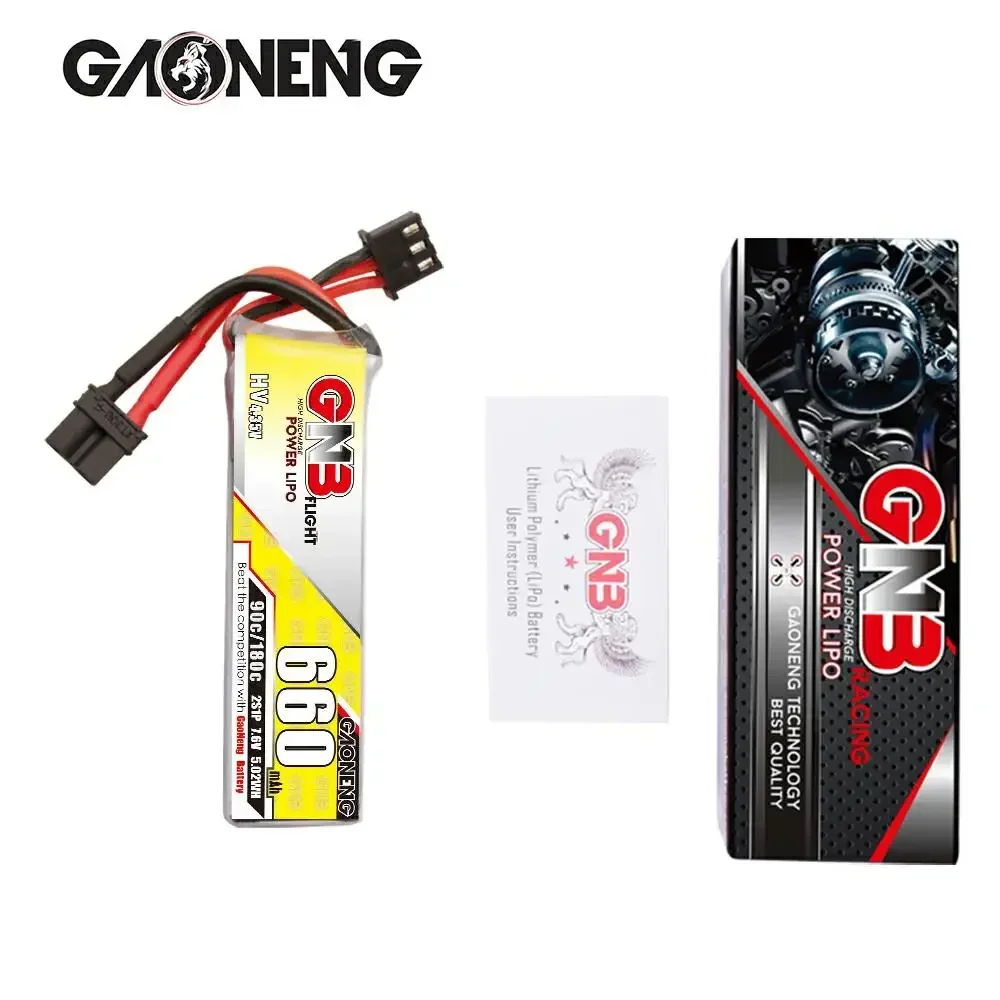 2 sztuk GAONENG GNB 2S 660mAh 7.6V 90C HV 4.35V bateria Lipo z wtyczką XT30 dla Happymodel FPV wyścigi Cine Whoop BetaFPV RC Drone