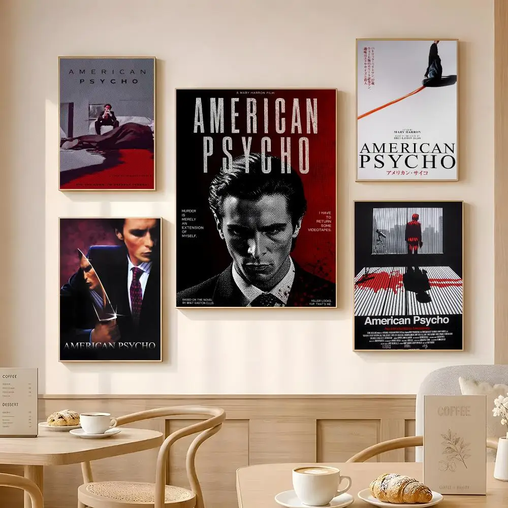Popular Aamerican Psycho Poster Poster Self-adhesive Art Waterproof Paper Sticker Coffee House Bar Room Wall Decor