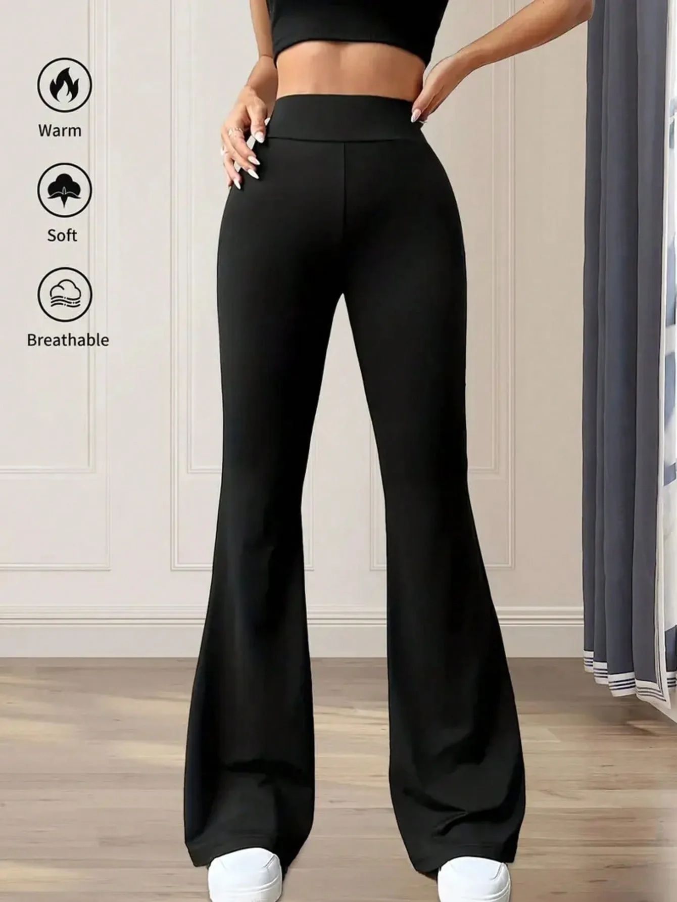 Neue europäische und amerikanische Damen-Mikro-Schlaghosen mit hoher Taille, eng anliegend, lässig und figurschmeichelnd.