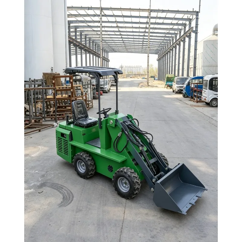 Small Skid Steer Loader Mini Skid Steer Loader Crawler Skid Steer Wheel Loader with Bucket Forks Attachment Snow Removal