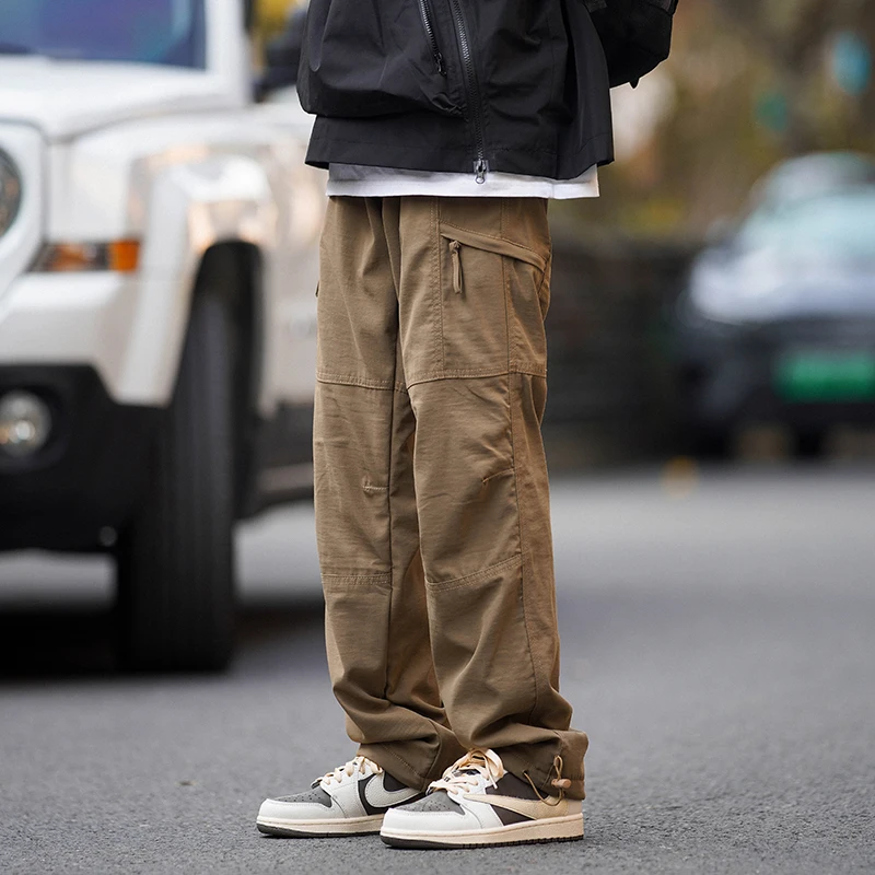 

Мужские свободные брюки прямого кроя в рабочем стиле для весны и осени, повседневные брюки в стиле High Street, японский ретро-стиль