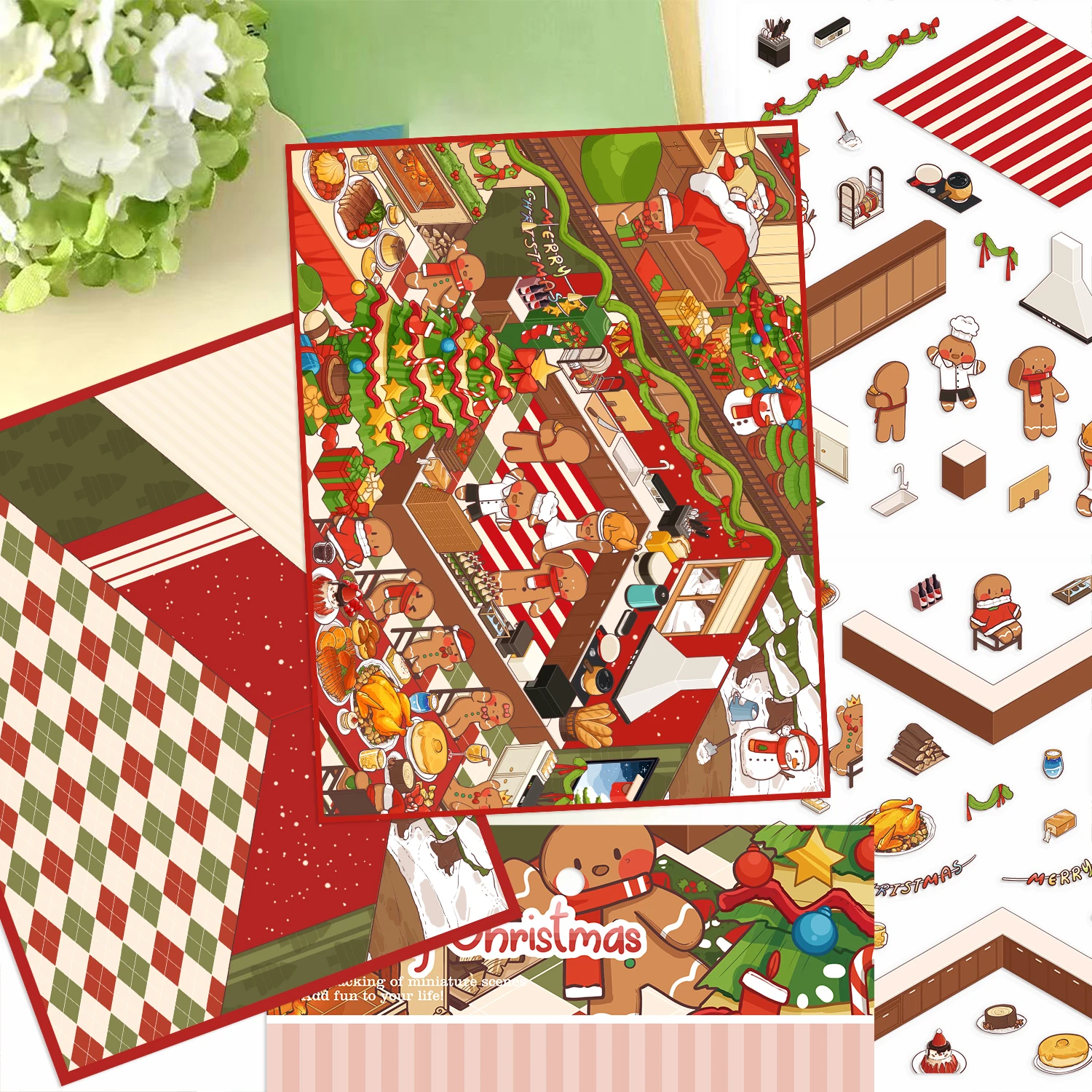 Fun World Stereoscopische Miniatuur PET Grote Scenografie Stickers DIY Handboek Plakboek Fotolijst Notebook Kerstdecoratie