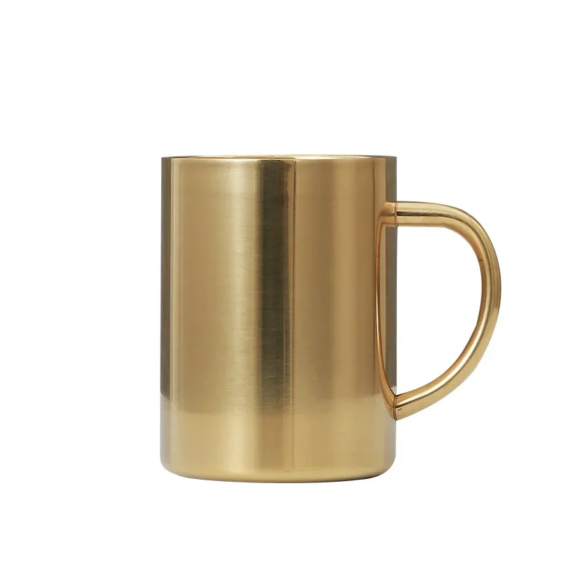 

304 Double Layer Stainless Steel Mugs Copper Plating Sterilization Mug Coffee Cup Heat Resistant Design