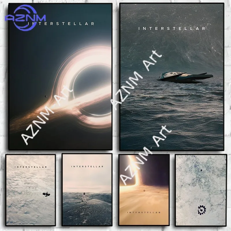 Minimalist Vintage Interstellar Poster Space Planet Christopher-Nolan Canvas Painting Wall Art for Living Room Home Decor Mural