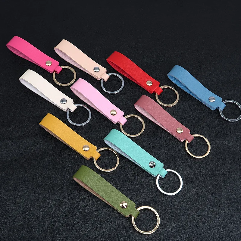 

Colors Retro Keychain Leather Keyring Gift Key Strap Chain Double-sided Ring Couple Pendant Cute Chain Portable Decor Lanyard