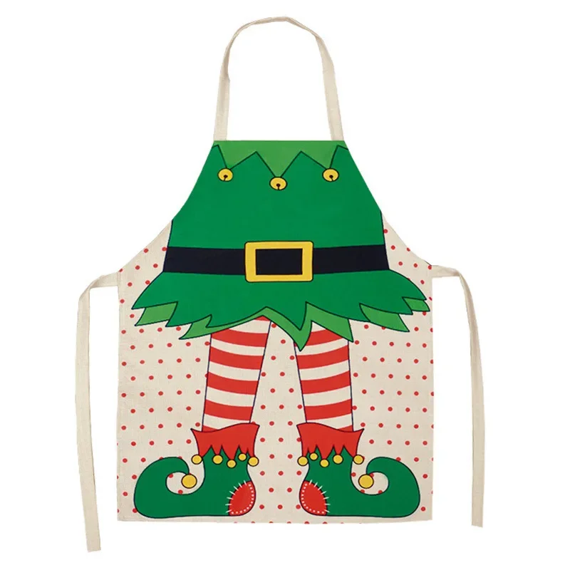 New Christmas Decorations Santa Claus Printed Sleeveless Home Kitchen Cleaning Apron