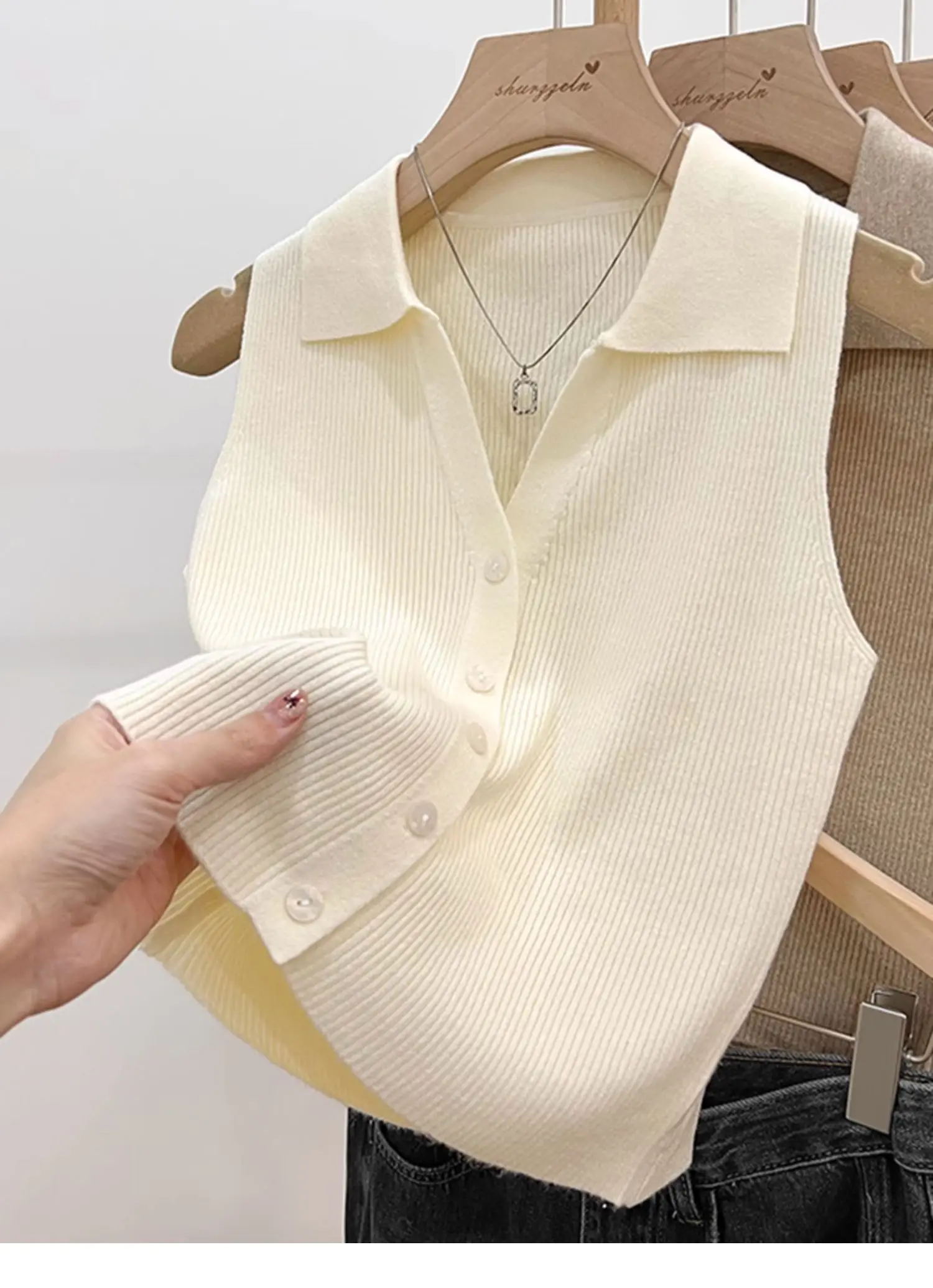 Solid Color Knitted for Women Cardigan Korean Single Breasted Sleeveless Jumper Woman Round Neck All Match Cardigans Outwear