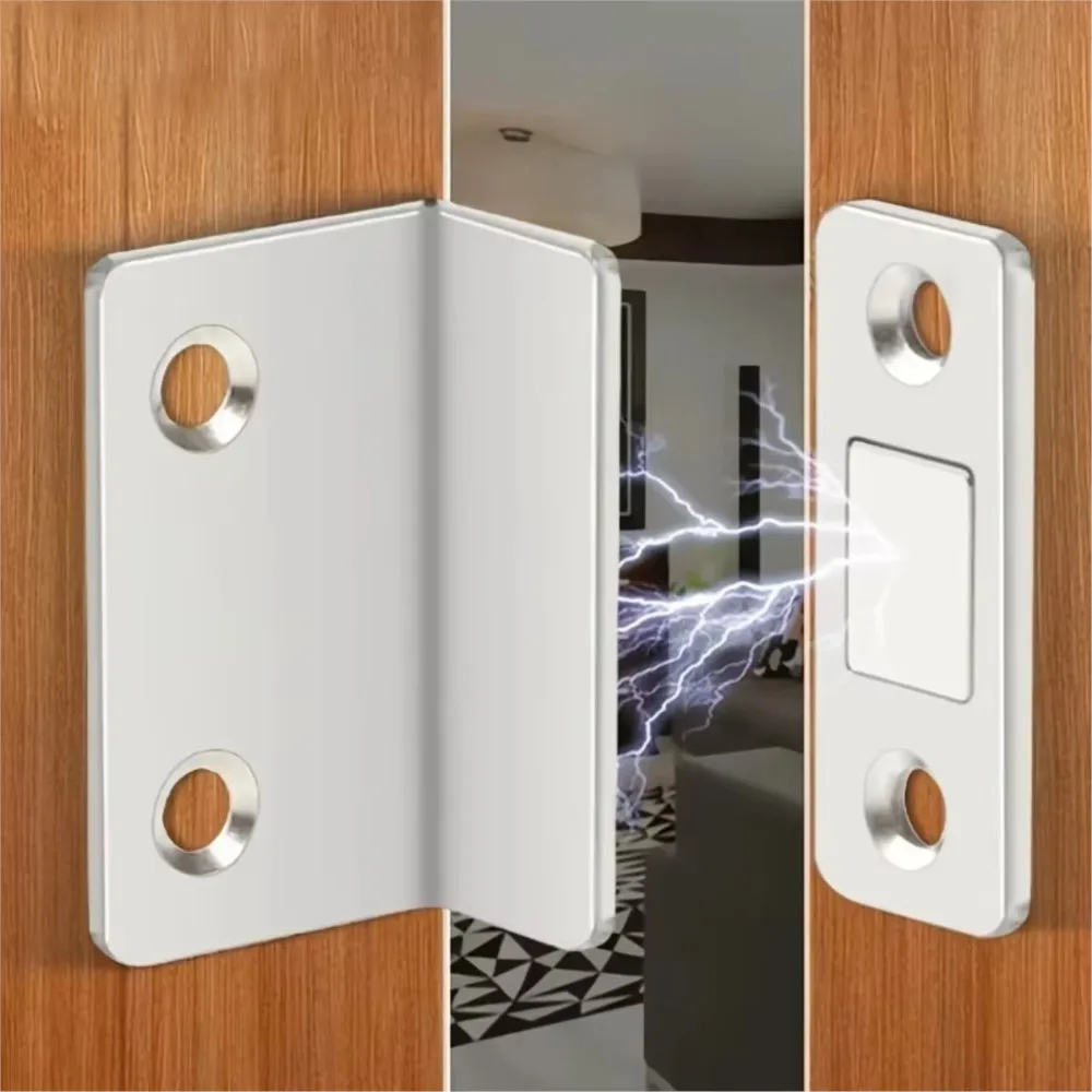 Magnetic Door Catch Latch -Invisible Strong Adhesion Drill-Free Mount Seamless Release- Ideal for Cabinets Sliding Doors