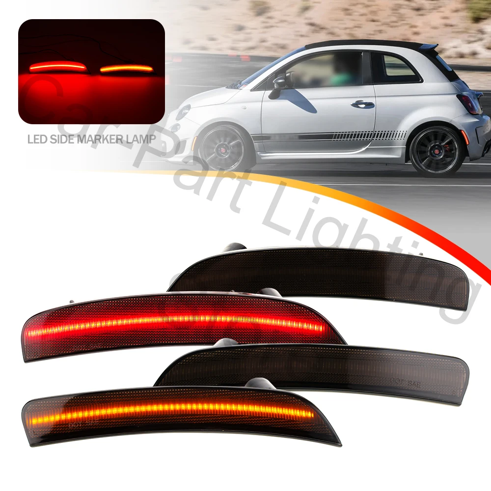 4PCS For Fiat 500 Abarth 2012-2017 Front/Rear Bumper Lamp Side Marker Turn Signal Indicator Clear Lights Lamp