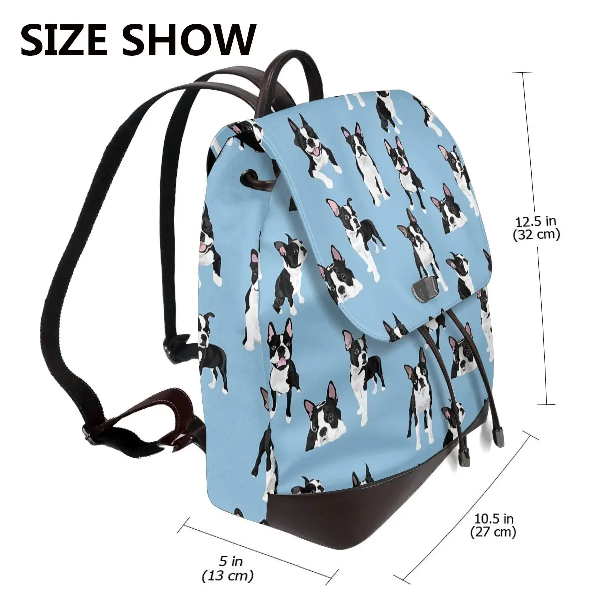Boston Terrier Cute Dog Bookbag School Student Bags Hiking Travel Daypack for Women Fashion Derma Backpack