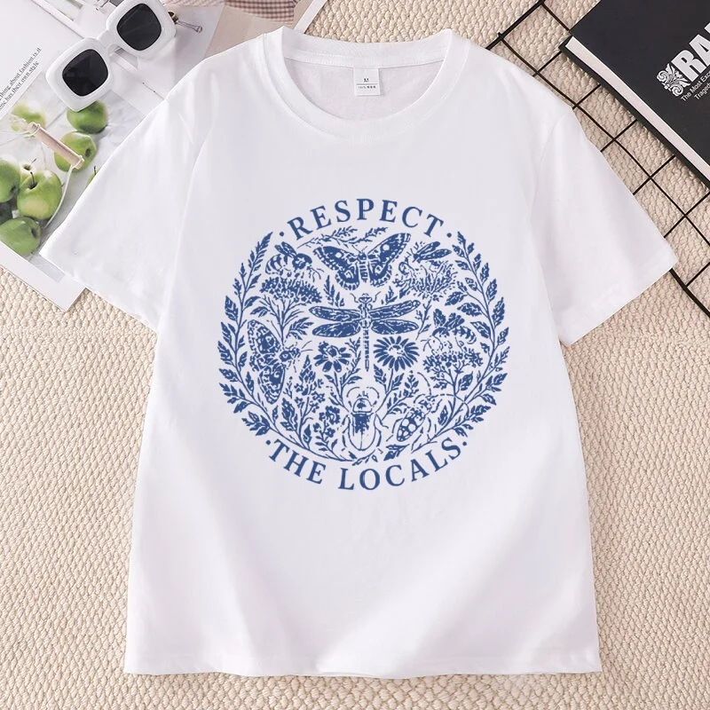 Respect The Locals T-Shirt Men Women Wildlife Nature Tee Camping Hiking Nature Lover T Shirts Casual Round Neck Printed Clothing