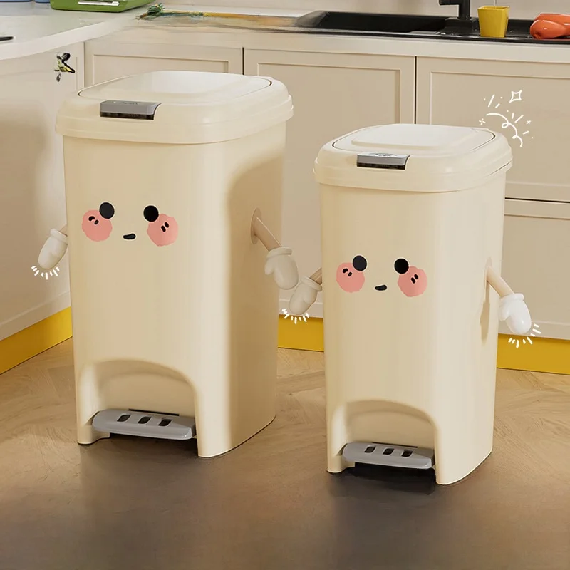 

Large Capacity Toilet Use Trash Can round Barrel Shape Sealed Waterproof Press Lid Style Cute Design Household Garbage Bin