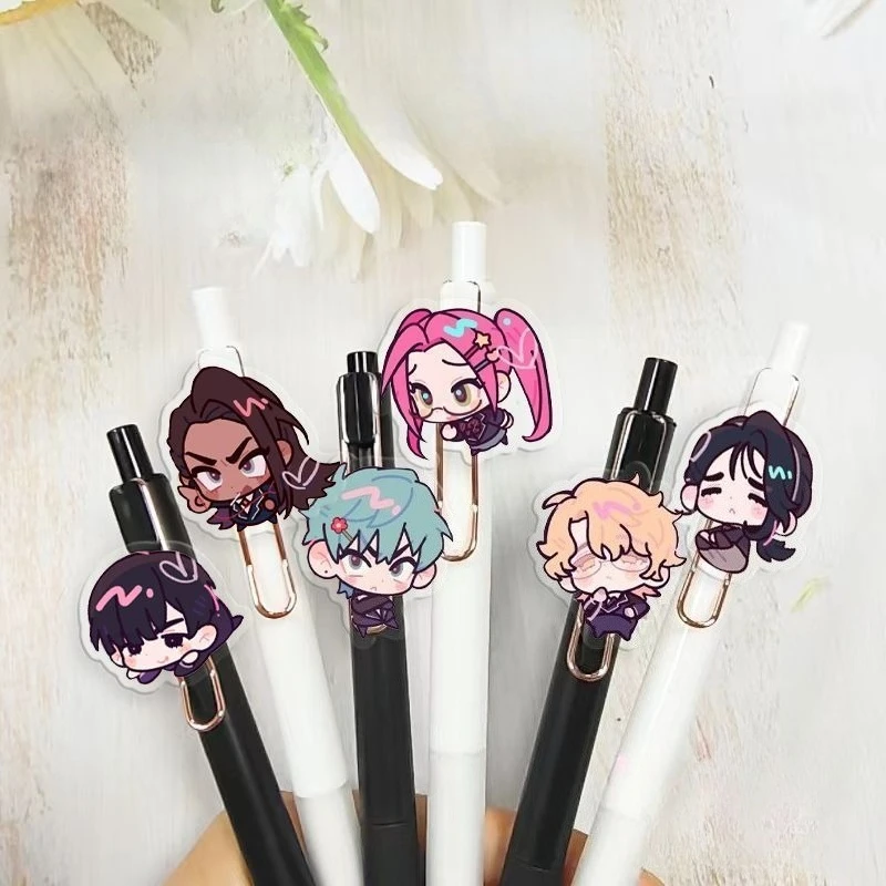 

6pcs Alien Stage Gel Pen Ivan Till Mizi Anime Black 0.5mm Press Pen Student Stationery Writing Ball-point Pens School Supplies