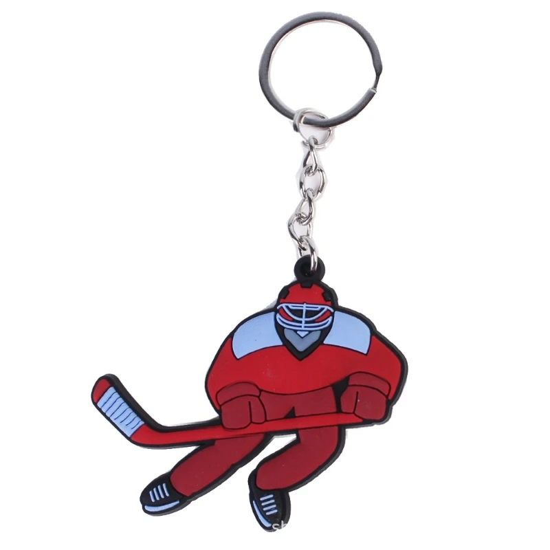 Cartoon Ice Hockey Pendant Keychain Keys Holder Winter Sports Decorative Keyring