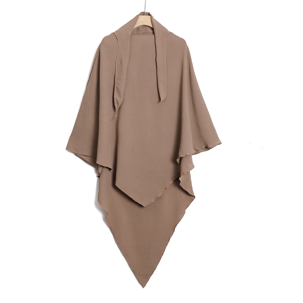 Elegante lange muslimische Kopfbedeckung mit Bindeverschluss, islamisches Hijab-Gebetskopftuch für Damen, fertig zum Tragen, Abaya-Hijab für den Alltag – Detail 6