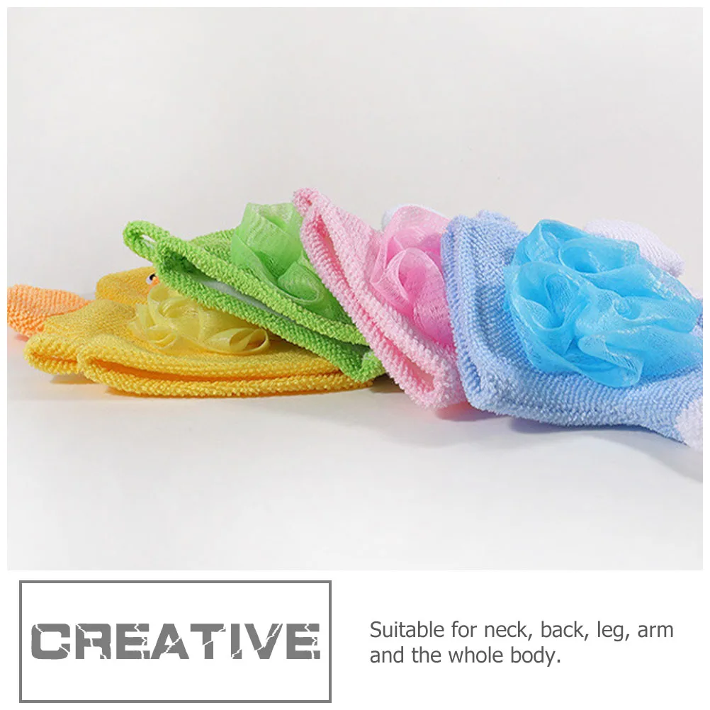 

4pcs Supple Bathing Towels Lovely Kids Shower Back Rub Bath Gloves For Body Cleaning Exfoliating Bath Mittens Shower Skin