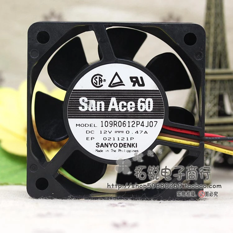 

Sanyo Sanyo 109R0612P4J07 12V 0.47a 6025 6cm Chassis Max Airflow Rate Fan