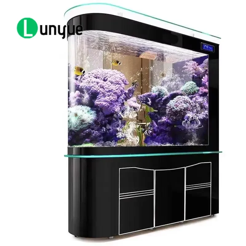 Custom Size Large Medium Bullet Aquarium with Overflow Tank Cabinet for Marine Freshwater Fish Home Decor Durable Glass