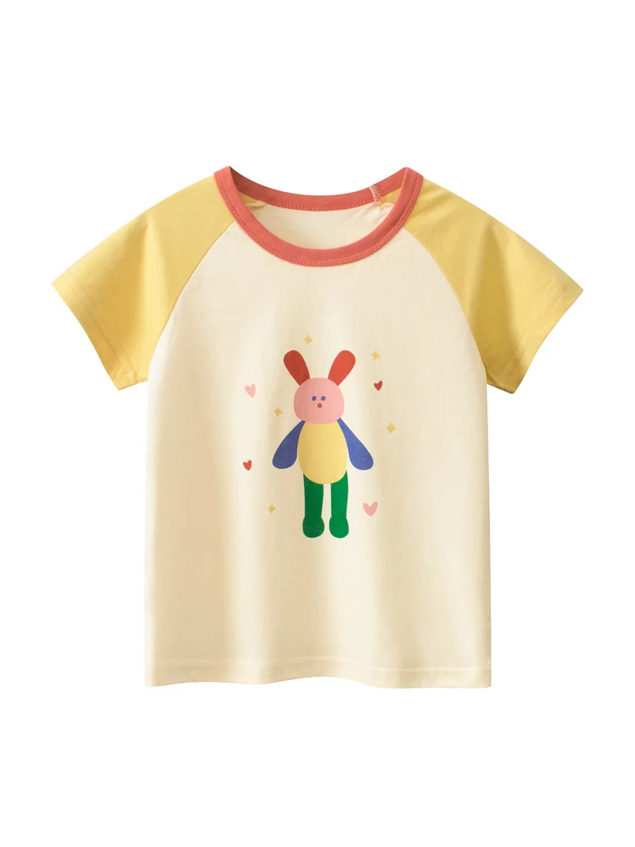 2024 Summer Short Sleeve T-shirts For Girls Printed Letter Baby Girl Tops 2-8 Years Kids Girl T Shirts Child Little Girl Clothes