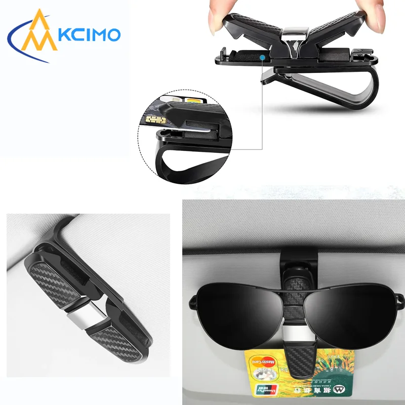 

Premium Car Sun Visor Glasses Clip, 180° Rotatable Eyeglass Hanger with Card Slot, Multi-Color Interior Accessories