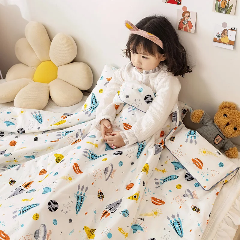 

Cotton Blanket Spring And Autumn Air Conditioning Quilt Boys And Girls Blankets Children Kindergarten Lunch Break Blanket 1PC#/