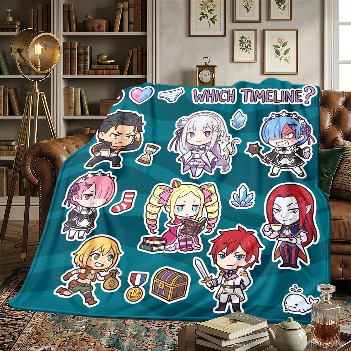 Re Zero Starting Life in Another World Warm Comfortable Flannel Blanket Printed, Fits Bedrooms,Sofas, Beds, Chairs, Travel -HE45