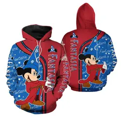 Disney Autumn Winter Kids Cartoon Hoodie Mickey Mouse Pullover Adult Casual Hooded Clothing Boys Girls Fashion Coat With Hat