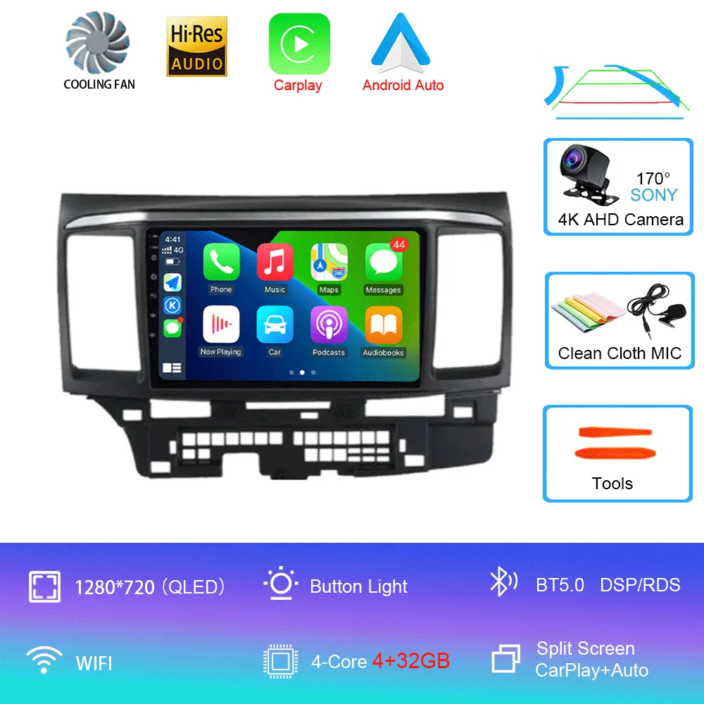 Voor MITSUBISHI LANCER 9 10 X 2008 2009 2010 2011 - 2016 9 inch Android 16 autoradio stereo audio GPS speler Carplay Auto scherm