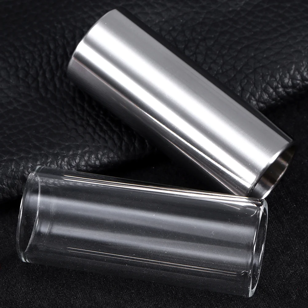 2 Pcs Glass Guitar Slide Standard Medium Bottleneck Accessories Stainless Steel