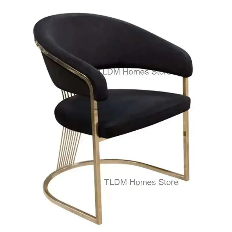 

Nordic Stainless Steel Dining Chair Home Hotel Dining Chairs Restaurant Furniture Comfortable Soft Cushion Backrest Chair