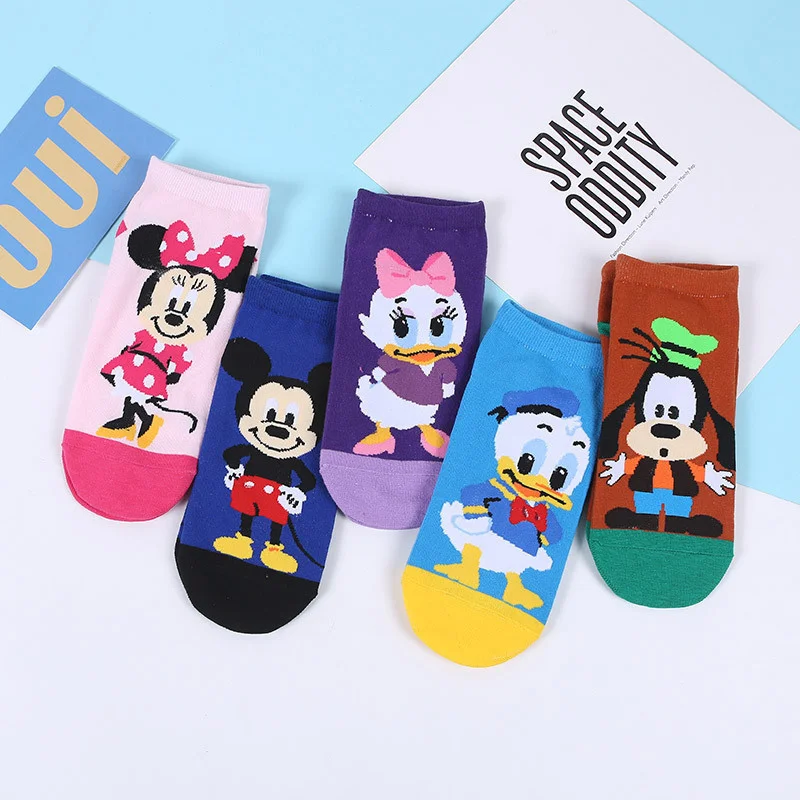 Disney Anime Cotton Socks Cartoon Mickey Mouse Minnie Daisy Donald Duck Casual Socks Fashion Print Women Socks Kids Sock Gift