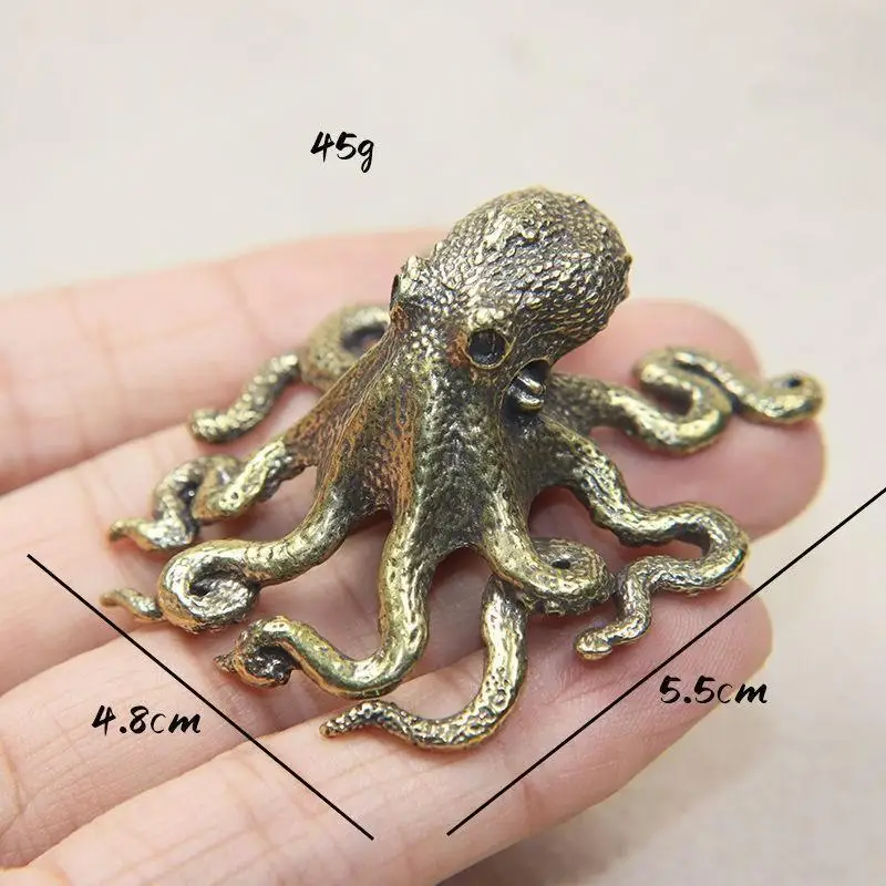 Vintage Alloy Octopus Figurine Textured Finish Lifelike Design Home Office Decor