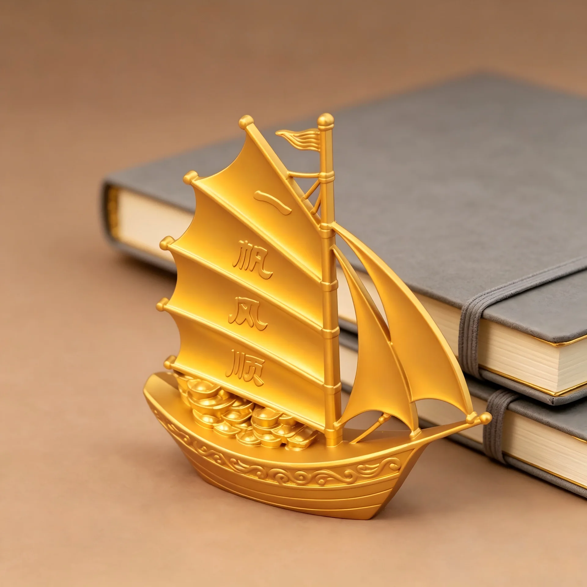 Dragon Pattern Sailboat Table Ornaments Smooth Sailing Statue Living Room Office Desktop Decor