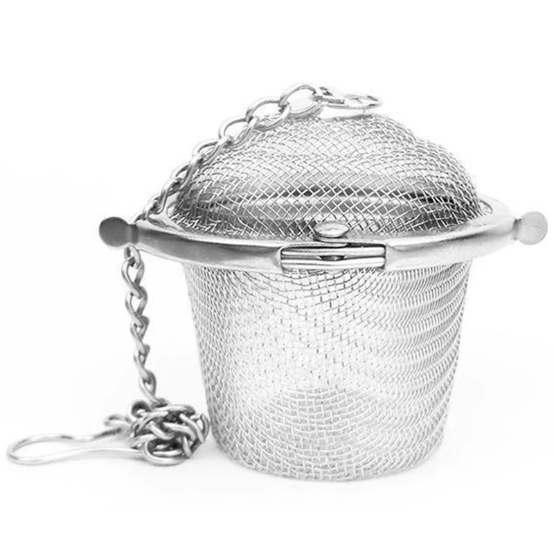 Herbal Ball Tea Spice Strainer Durable Silver Reusable Stainless Mesh Teakettle Locking Tea Filter Infuser Spice Kitchen 5 Sizes