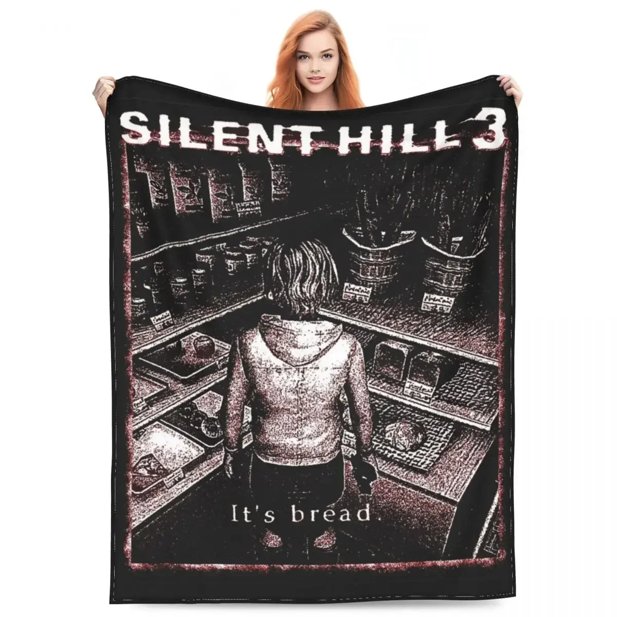 

It's Bread Silent Hill 3 Throw Blanket Flannel Home Heather Throw Blankets Cozy Super Soft for Couch Bedspread sumikko gurashi