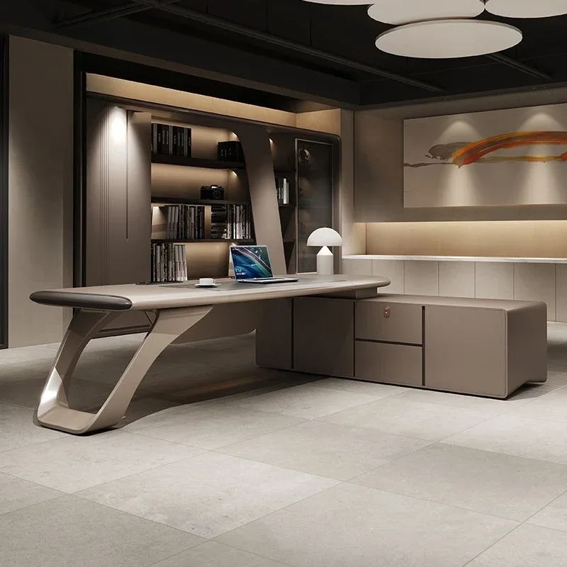 Designer desk, light luxury high sense, president boss table and chair combination
