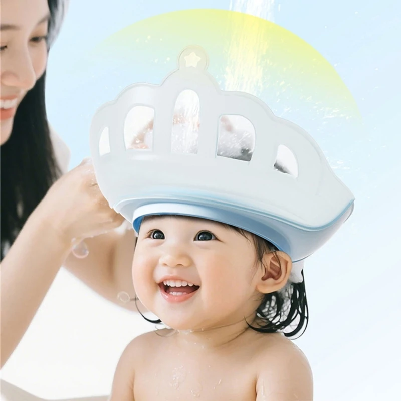 

Baby Shower Cap Waterproof Shampoo Hat for Children Shower Toddler Protect Ears Eyes Girl Boy Adjustable Silicone Bathing Crown