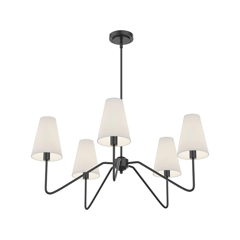 American simple chandelier double-headed long pole home dining room long table full copper cloth cover hanging