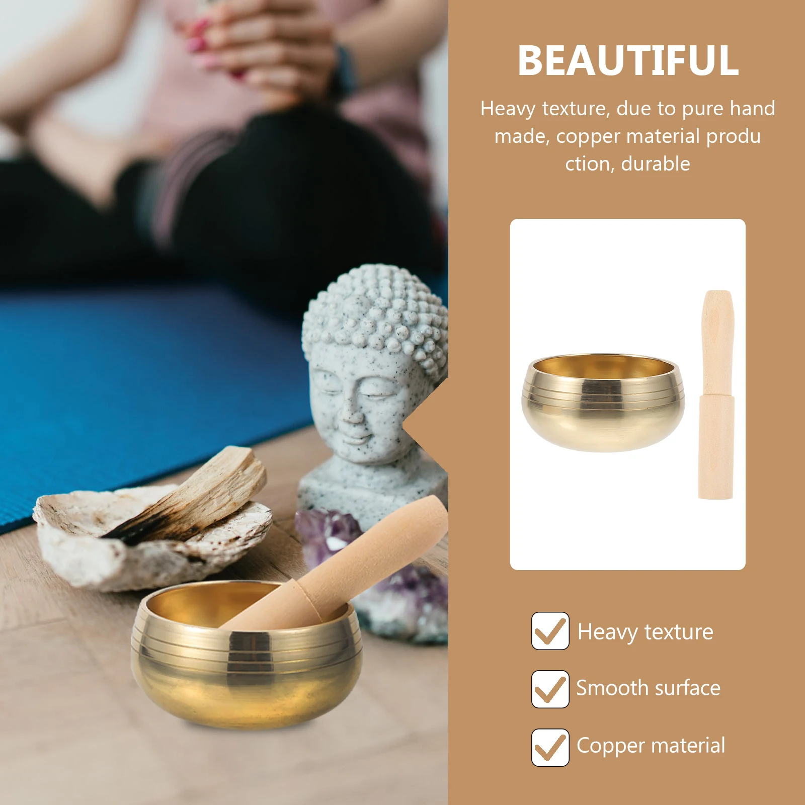 

Tibetan Meditation Singing Bowl Set Creative Sound Holder Portable Lightweight Chimes Deep Tones Vibrations Mind Body Relaxation