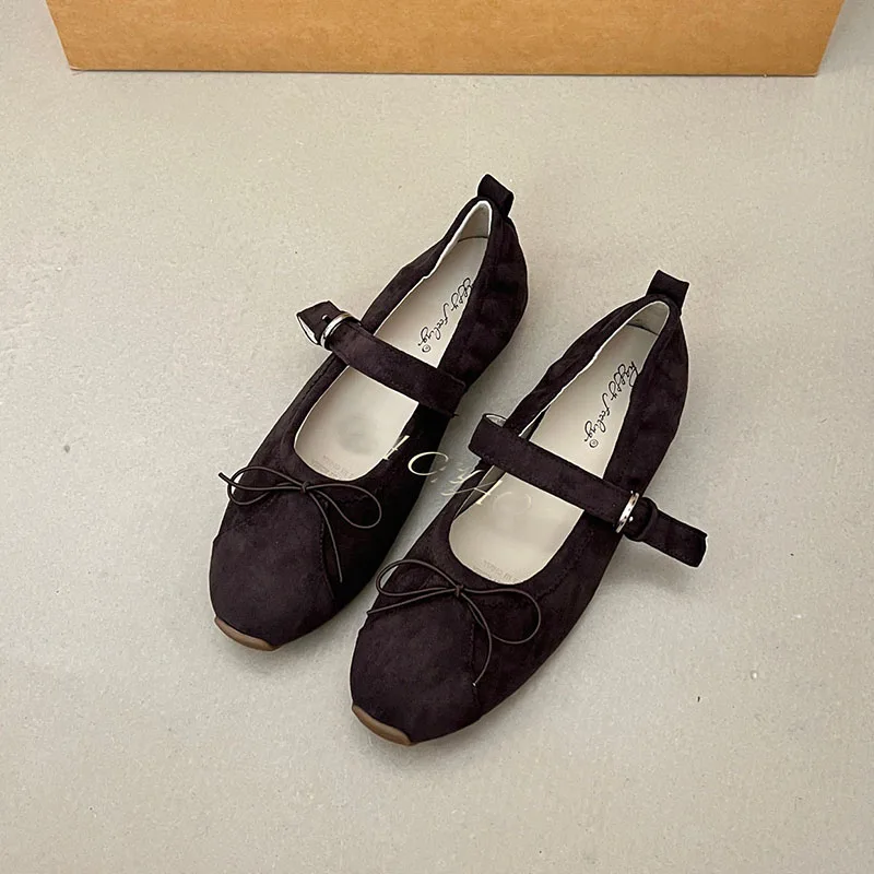 Neue modische Mary Janes Flats mit Schnallenriemen für Damen, runde Zehen, weiche, lässige Damenschuhe mit Schmetterlingsknoten – Detail 6