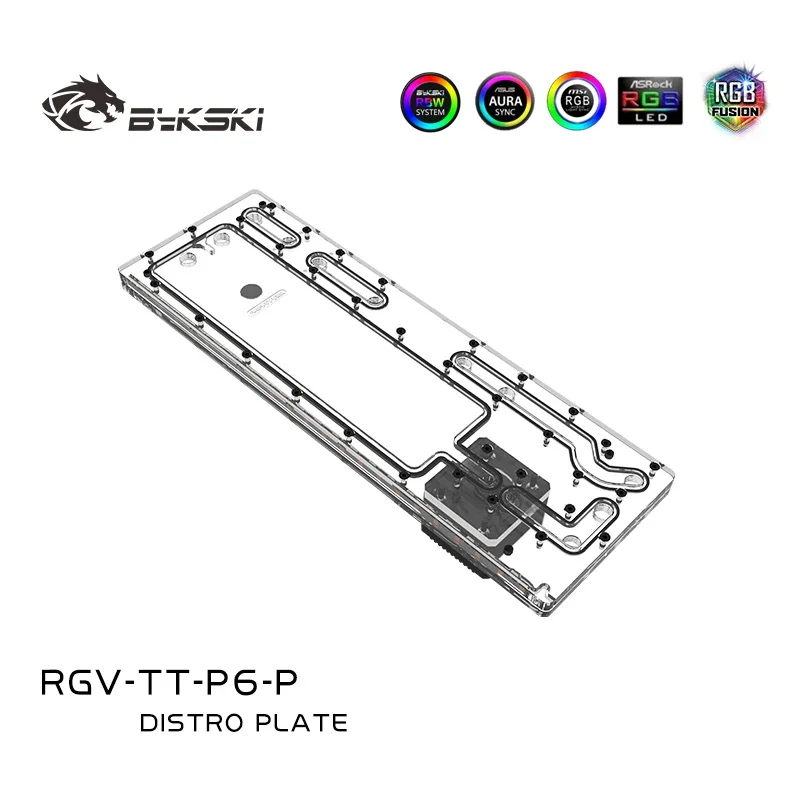 Bykski Water Cooling Distro Plate for Core P6 TG Case,Waterway Board for PC Water Cooling Syatem 5V/12V AURA SYNC RGV-TT-P6-P TT