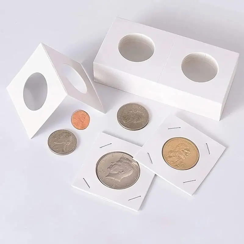 50PCS Vierkante Kartonnen Case Coin Album Herdenkingsmunt Papier Beschermende Clip Coin Levert Opslag 20.5/23/25/27.5/31.5/40mm