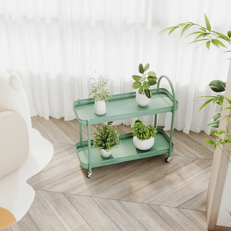 Living room floor-to-ceiling flower rack, wrought iron succulent movable plant rack, flower pot rack, balcony cart, flower rack.