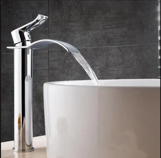 Wastafelkraan Goud en wit Watervalkraan Messing Badkamerkraan Badkamer Wastafelkraan Mengkraan Warme en koude wastafelkraan