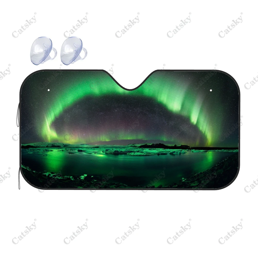 Nature Aurora Borealis Car Accessories Windshield Sunshade Foldable Sunvisor Protect Sunshade for Car SUV Gift for Car Lover