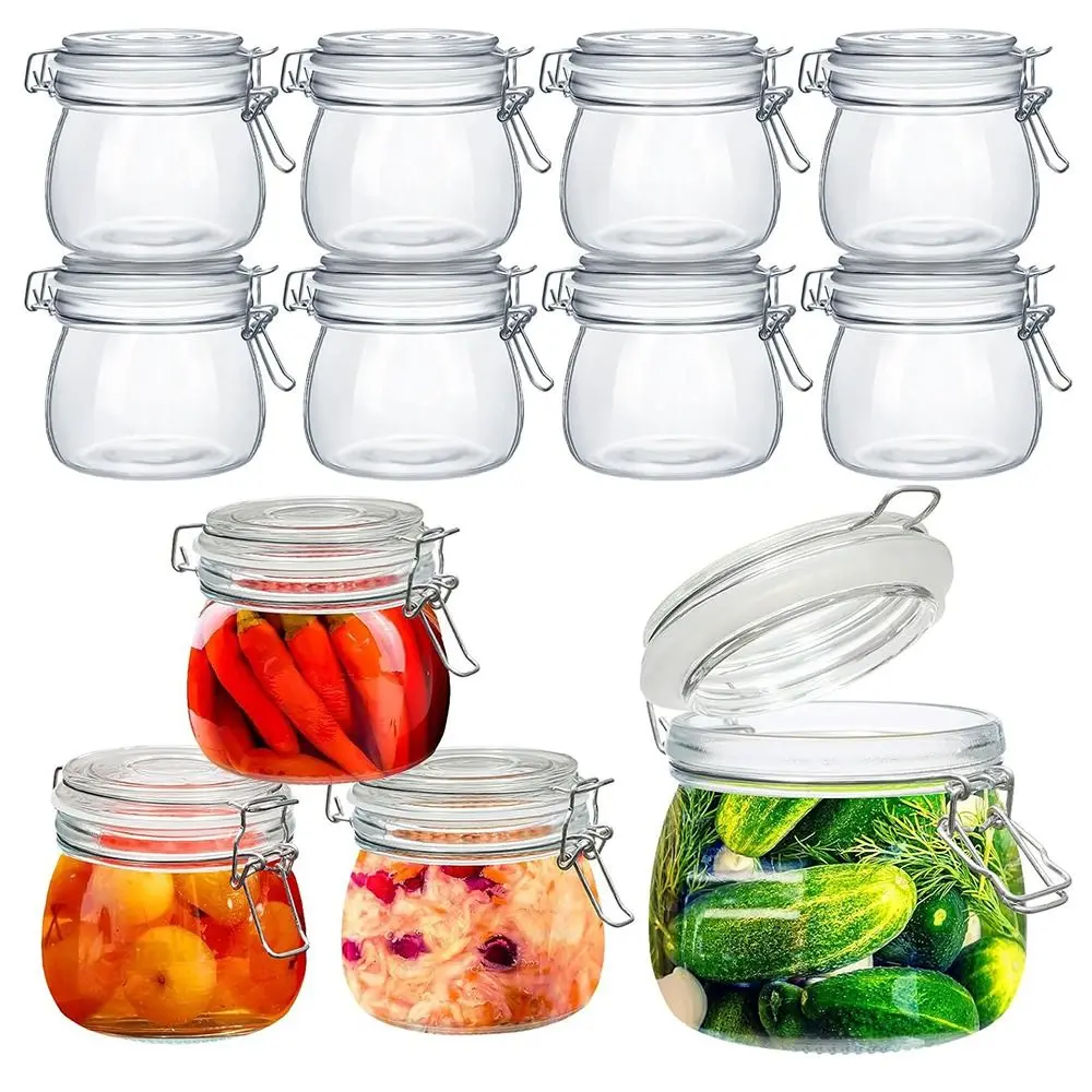 

Clear Glass Jars With Airtight Lids Leak Proof Rubber Gasket Storage Containers With Hinged Lids Kitchen Storage Canisters