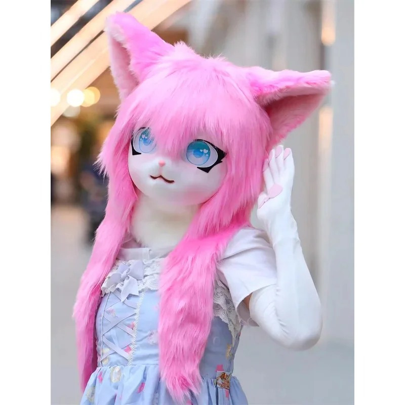 casque-fourrure-kig-cosplay-masque-patte-tete-base-comiket-fourrure-fursuit-kigurumi-animal-chat-lapin-poupee-bete-costume