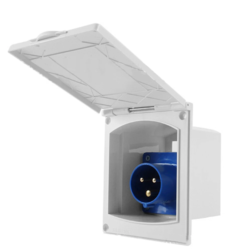 

IP44 Waterproof Socket RV External Socket External Power Input Made Of Plastic Protective Contact Type IP44 For Trailers