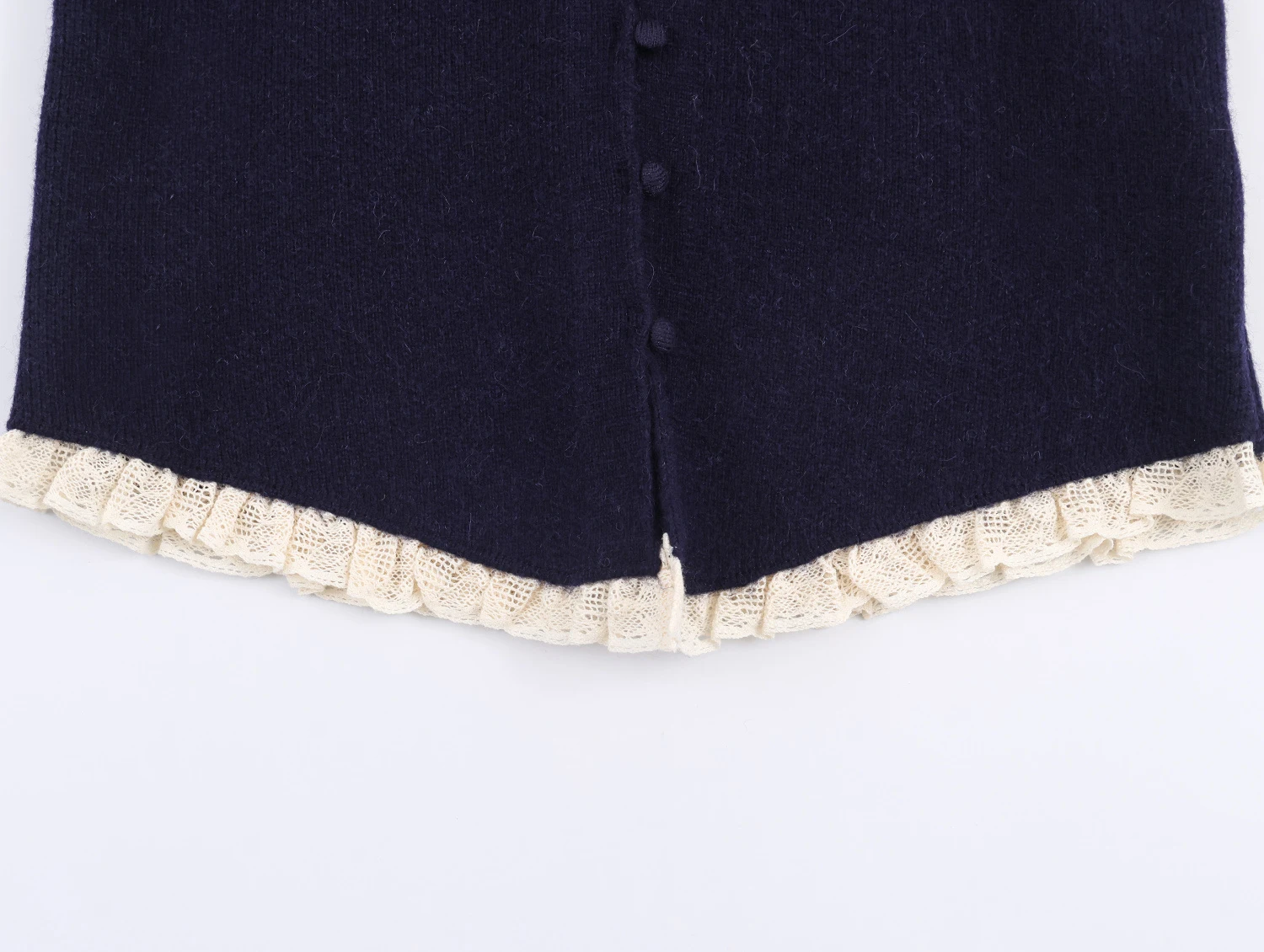 ZERAINS Winter nieuw product Frans retro gebreid vest met lange mouwen en kanten verfraaid met kleine ronde revers