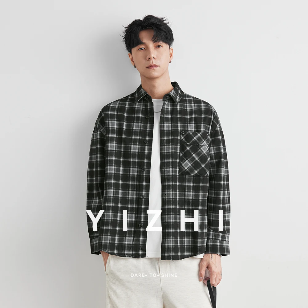 Fashion Shirts Men Casual Men Shirts Male Spring Autumn Plaid Long Sleeves Shirts Clothing Youth Boy Japan Korea Coats M-2XL